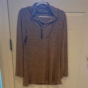 Brown Long Sleeve Pullover with Zipper
